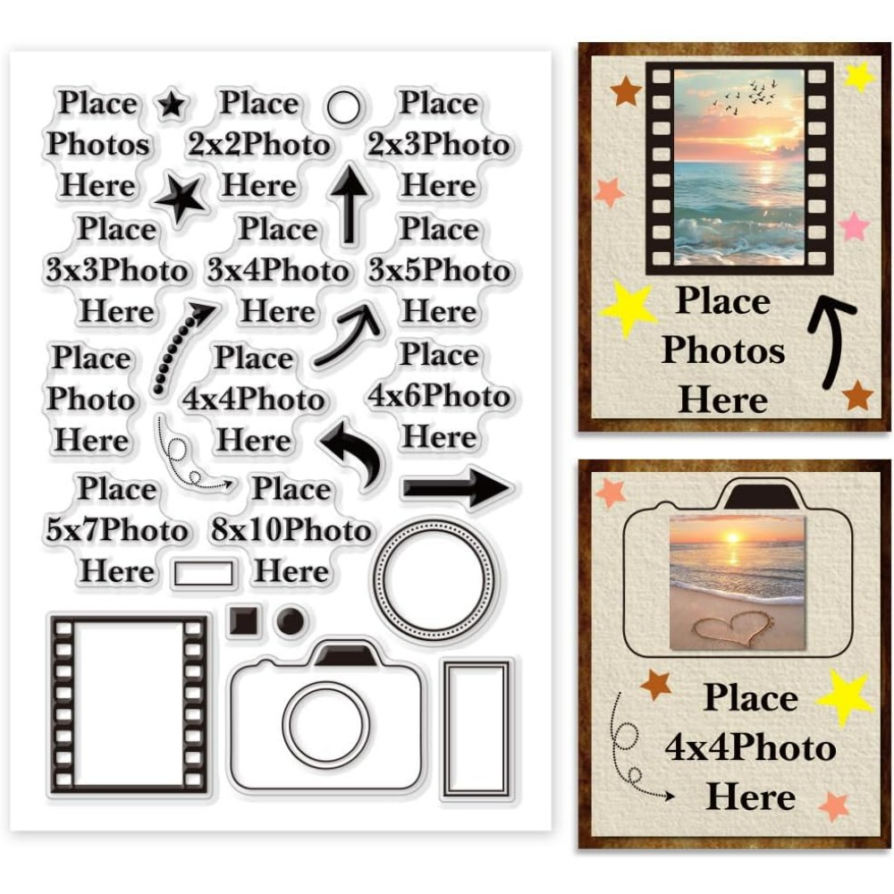 Picture Frame - ここに写真を置きます クリアスタンプ 矢印 シリコーンカメラ ラバー画像フレーム 透明な画像サイズシール