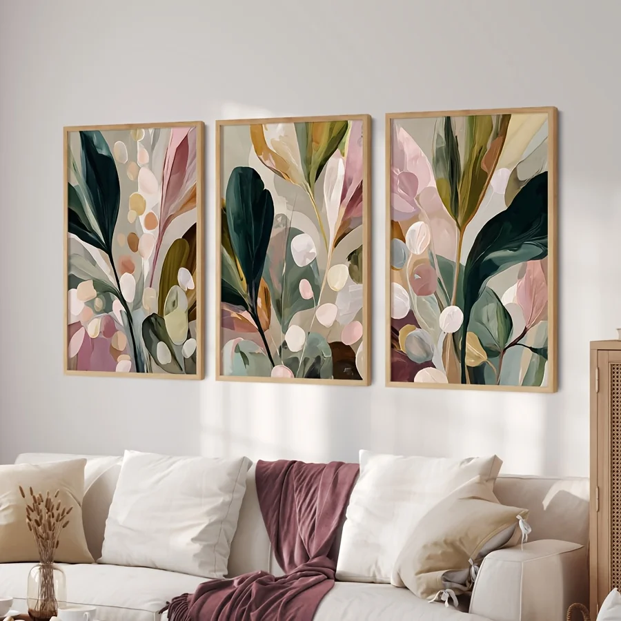 大型サイズ、3枚1セット、ボヘミアン調、ニュートラルなアース - Abstract Canvas Set のレビューと価格