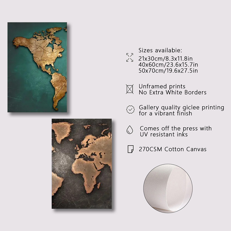 レトロ世界地図 3 ピース/セットキャンバスポスター北欧壁装 - Abstract Canvas Set のレビューと価格