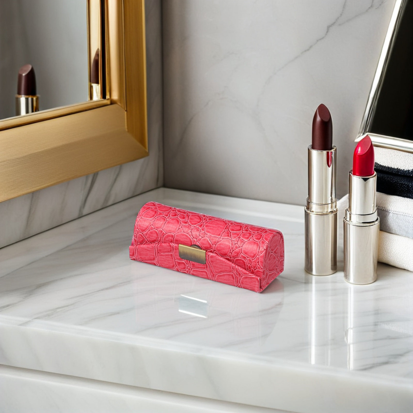 PU製のリップスティックケース。コンパクトで装飾性があり、鏡 - Decorative Mirror のレビューと価格