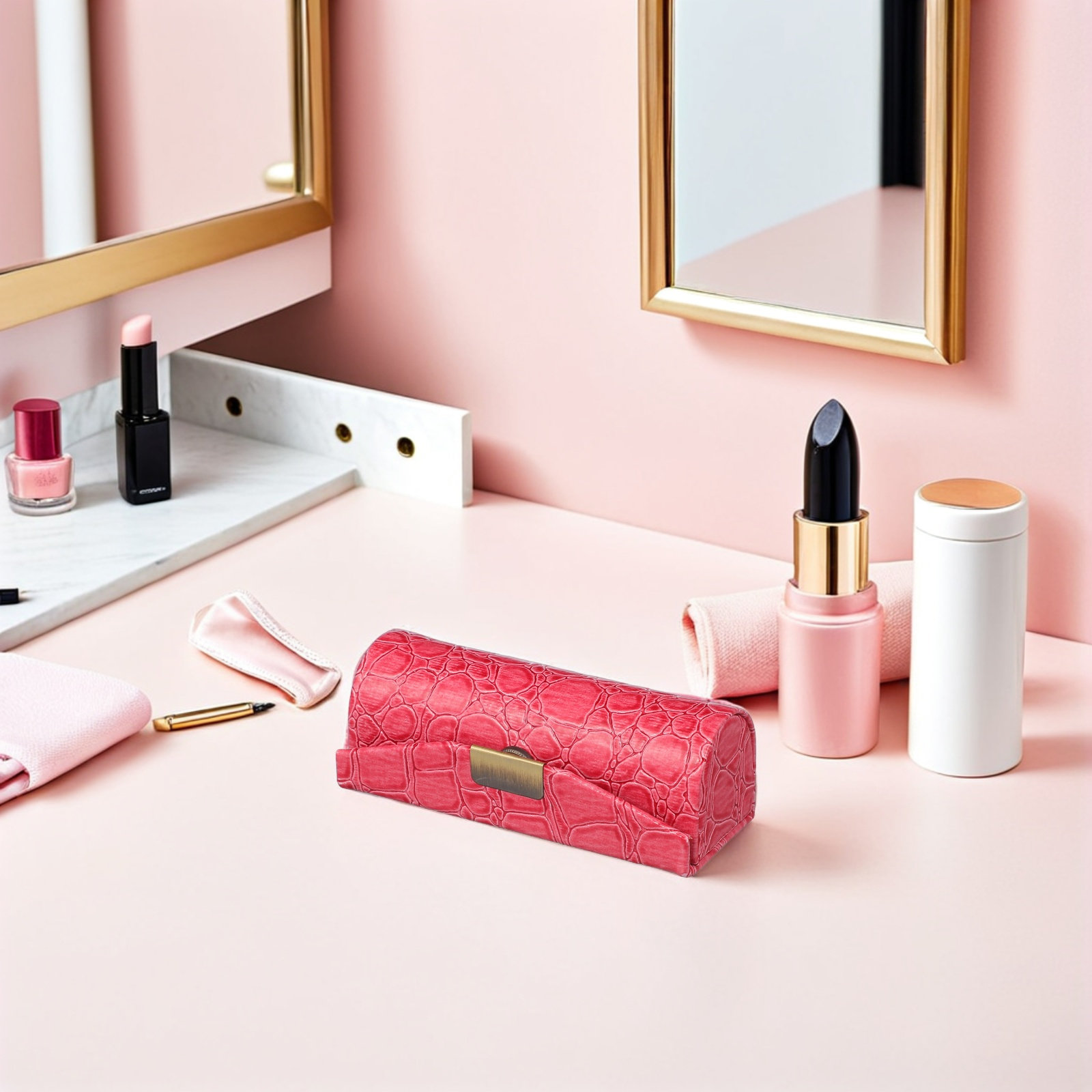 PU製のリップスティックケース。コンパクトで装飾性があり、鏡 - Decorative Mirror のレビューと価格
