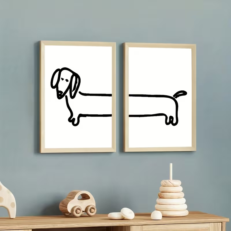 2 個モダンなダックスフント面白い犬ウォールアートプリントキ - Interior Design Living Room のレビューと価格