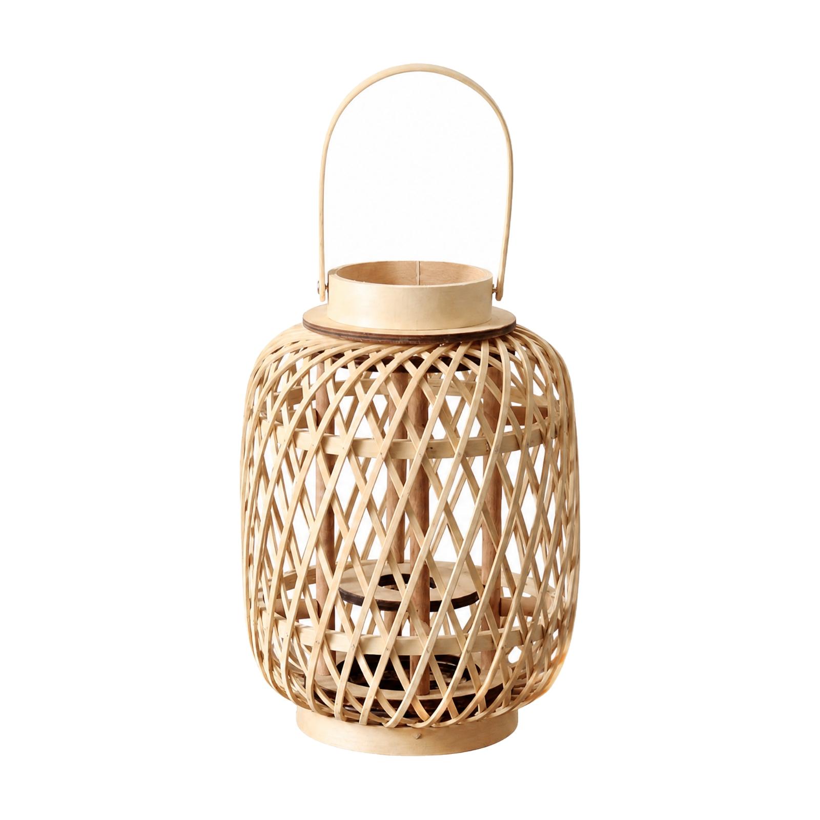 竹製のキャンドルランタンホルダー。手編みの装飾的なダイヤモン - Candle Holder Decor のレビューと価格