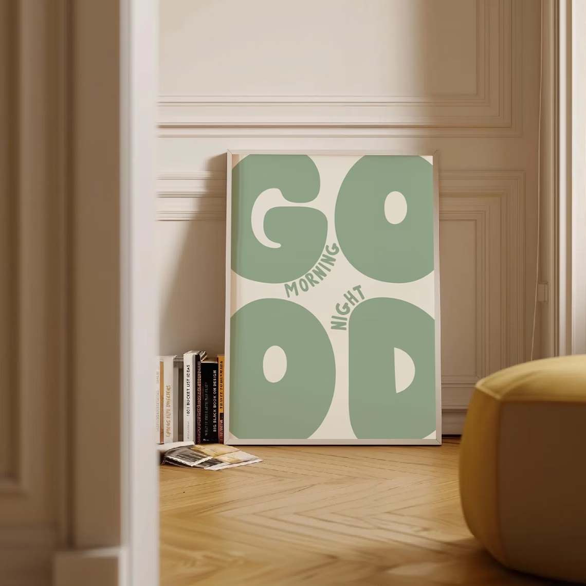 モダンなグリーンのグッドモーニンググッドナイト引用句ウォール - Interior Design Living Room のレビューと価格