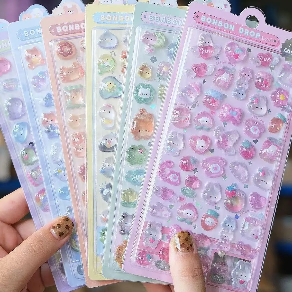 =-=2027かわいい3Dゼリーレジンステッカーかわいい漫画 - Wall Sticker のレビューと価格