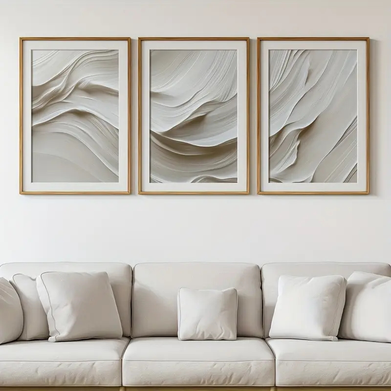 3 ピース/セットニュートラルベージュシンプルなウォールアー - Abstract Canvas Set のレビューと価格