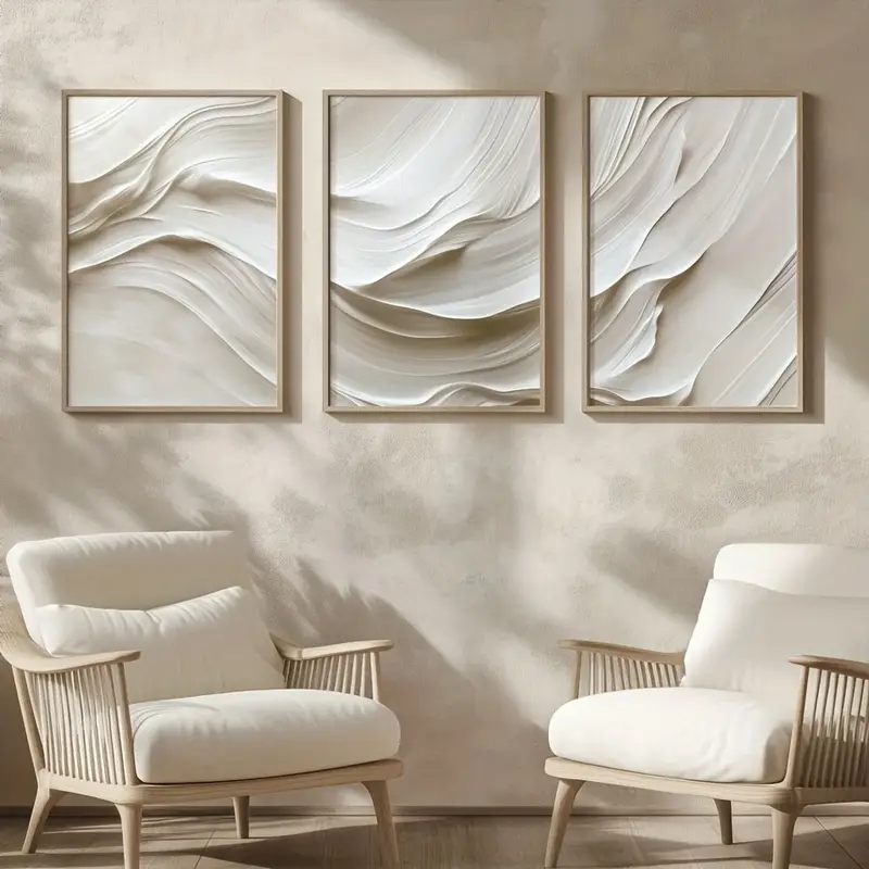 3 ピース/セットニュートラルベージュシンプルなウォールアー - Abstract Canvas Set のレビューと価格
