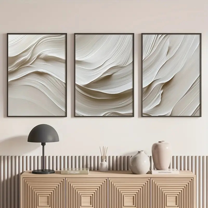 3 ピース/セットニュートラルベージュシンプルなウォールアー - Abstract Canvas Set のレビューと価格