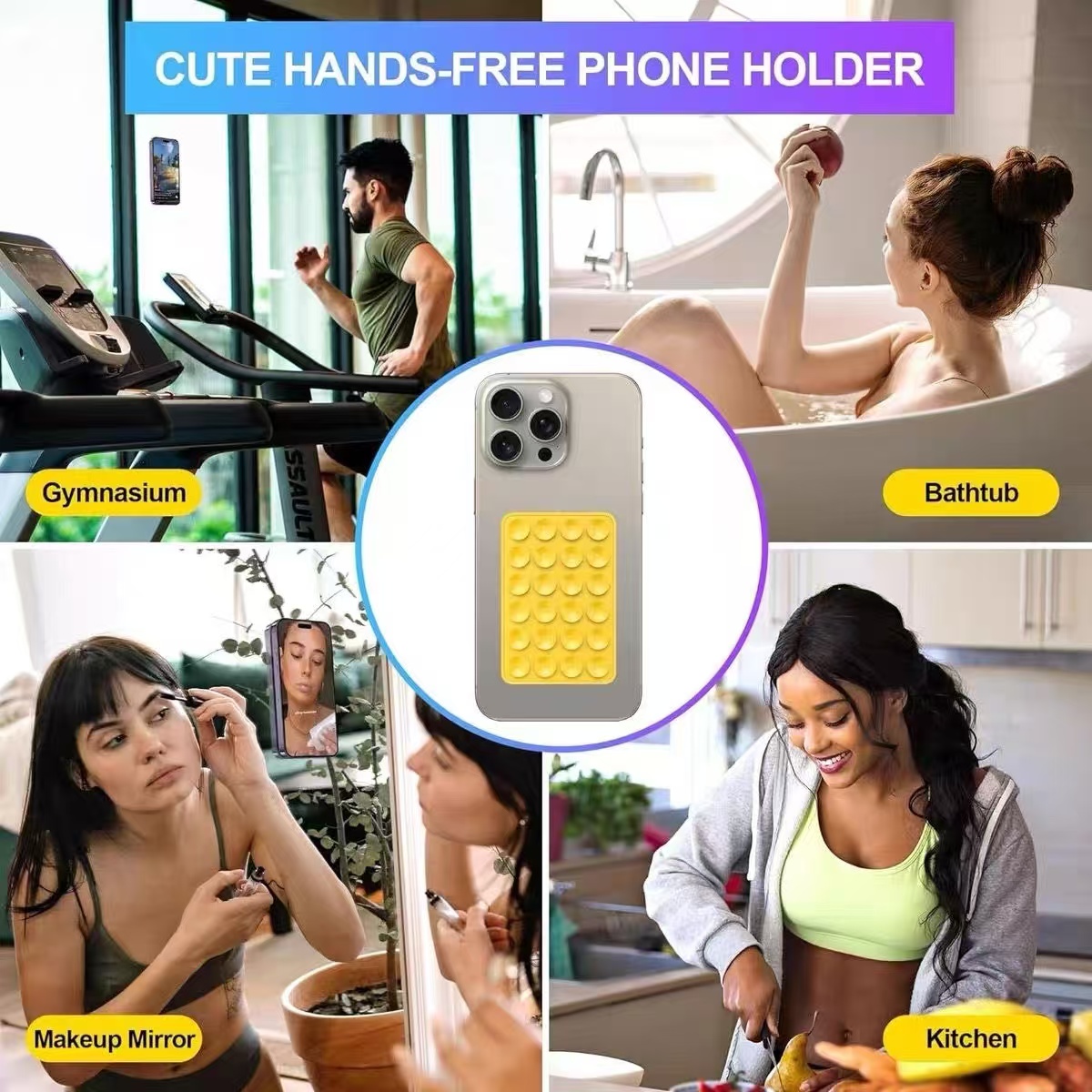 多機能シリコン吸盤式スマホホルダーパッド、吊り下げ式四角滑り - Wall Sticker のレビューと価格